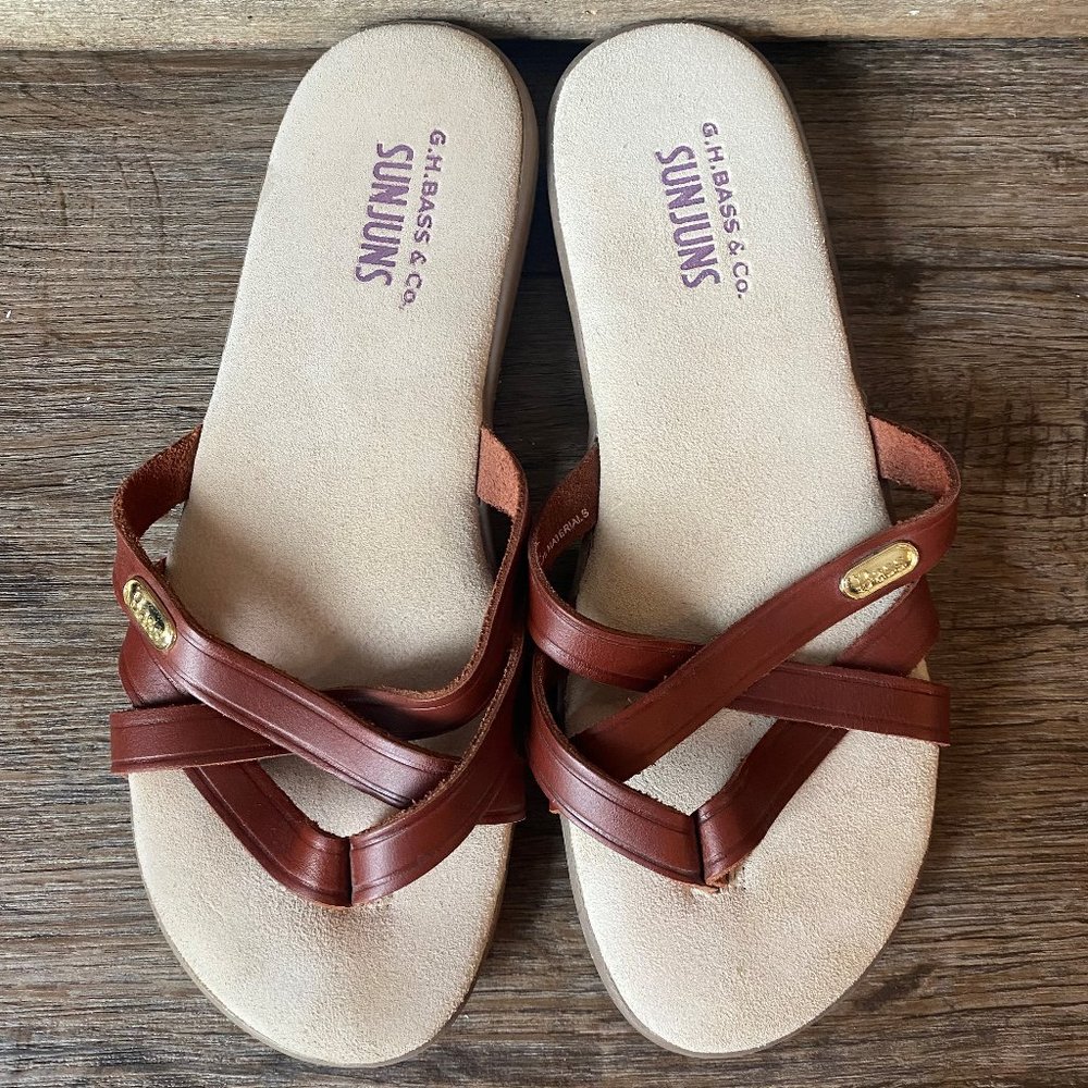 G.H. Bass & Co. Sharon Sunjuns Brown & Tan Flip Flop Size 6.5
